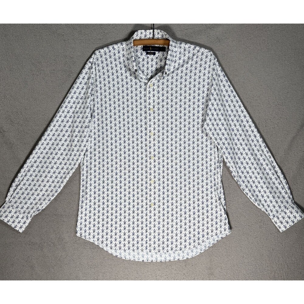 Ralph Lauren Classic Fit Performance Shirt Men's Size M White Polo Shield Crest